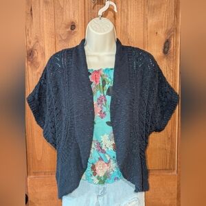 Sonoma Blue Cardigan with Lace Knit‎ and Relaxed Fit